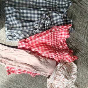 Kids Gingham Matching Set - Pink, Gray, and White